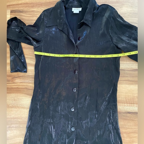 Vintage Y2K 90s button up collar dress shimmer metallic - Picture 7 of 8